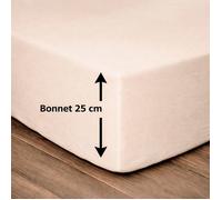 Lovely Home Drap-housse 100% coton 160 x 200 bonnet 25 cm