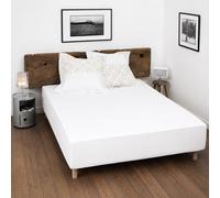 Drap Housse 100% Coton 180x200 cm - Blanc - Bonnet 35 cm - Doux, Respirant, Lavable - Home linge passion