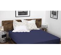 Drap Housse 100% Coton 180x200 cm - Bleu - Bonnet 35 cm - Doux, Respirant, Lavable - Home linge passion