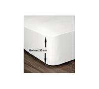Lovely Home Drap-housse 100% coton 180x200 cm bonnet 35 cm blanc