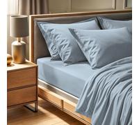 Drap-Housse 100% Coton Ranforce pour lit Simple (100 x 200 + 30 cm), Bleu, 145 Fils au Pouce carré, Lavable en Machine à 30 °C, Doux et Durable pour Un Sommeil Confortable