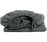 Drap-Housse 100% Lin Lavé en Vert foncé 90x200x20cm I Ourlet élastique continu I Hypoallergénique, thermorégulation I Doux Souple pour Les Peaux Les Plus sensibles I Convient à Toutes Les Saisons