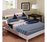 Drap Housse 100x200 cm Cailloux 3D Drap-Housse Adulte Drap Plat Microfibre 1 Personne avec 2 Taie d'oreillers pour Matelas Épais XCW1123