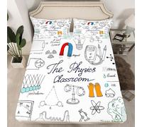 Drap Housse 100x200 cm Physique 3D Drap-Housse Sciences Draps Housses Microfibre 1 Personne avec 2 Taie d'oreillers pour Matelas Épais XCW1564