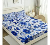 Drap Housse 120 x200 + 30 cm, Fleurs Sauvages Fleurs Imprimé Draps Housses en Microfibre Doux Protege Matelas avec Une Rebord Élastique - Lavable Ajustable Protection Matelas avec Bonnet 30 cm Blanc