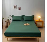 Drap Housse 120x200 Coton 1 Personne, Draps Housse Vert Couleur Unie Bonnet 10 cm Elastique Tout Autour
