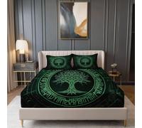 Drap Housse 140 x 190 cm Dessin Runes Vikings Mystérieuses Et Anciennes Imprimé Drap Housse pour Enfant Adultes, Parure de Lit en Microfibre Respirant Draps-Housse Poche Profonde 30 cm, Noir