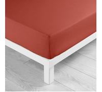 Drap-housse 140 x 190 cm LINA 100% coton 57 fils Terracotta bonnet 30 cm - Douceur d'Intérieur