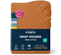 Drap Housse 140 x 190 x 27+ cm - 100% Coton 57 Fils/m2 - Bonnet Profond pour Matelas épais - Orange