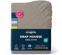 Drap Housse 140 x 200 x 27+ cm - 100% Coton 57 Fils/m2 - Bonnet Profond pour Matelas épais - Taupe
