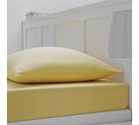 Drap Housse 140x190 cm - 2 Places - 100% Coton 57 Fils/cm² - Tissage Très Serré - Bonnet 30 cm Extensible - Plusieurs Couleurs Disponibles (Jaune)