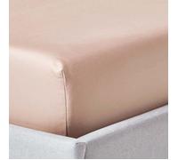 Drap housse 140x190 cm Bonnet 30 cm et jupe élastique 100% satin de coton égyptien 1000 fils Coloris Beige taupe
