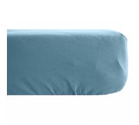 Drap housse 140x190 cm pur coton lavé PALACE bleu topaze