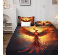 Drap Housse 140x190 Phoenix - Protege Matelas Animaux Fantastiques, Drap Housse Grand Bonnet 35 cm, Housse Matelas Doux et Confortable Microfibre avec 2 Taies d'Oreillers 50x75 cm L&-q148