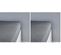 Drap Housse 140X190cm 2 Personnes Jersey Uni Essential Acier, Gris (Lot de 2)