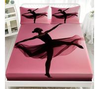 Drap Housse 140x190cm Grand Bonnet 30cm Sports Art du Ballet Drap Housse Bande Élastique Réglable pour 2 Personnes Lit, Rose Housse de Matelas Respirant Antidérapants Résistant Aux Rides