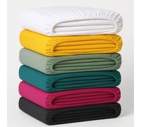 Drap Housse 140x190cmLot de 4 - Polycoton 57 Fils/cm² - Bonnet 25 cm - Anti-Plis - Entretien Facile - Matelas 2 Places
