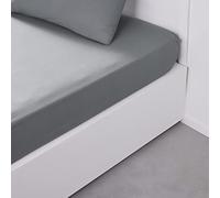 Drap Housse 140X200 2 Personnes Grand Bonnet 30 Coton Uni Acier