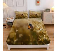 Drap Housse 140x200 Brun Housse Matelas Papillon de Nuit, Drap Housse Doux et Durable Lavable Drap-Housse pour Matelas de 30 cm et 2 Taies D'Oreillers sd2538