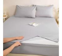 Drap Housse 150/180 x 200 cm 2 Personnes, Protège-Matelas Matelassé avec Fermeture éclair, Différentes Hauteurs(Gray1,180 * 220cm+10cm)