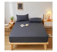 Drap Housse 160 X 200 Couvre-Matelas en Coton lavé avec Bande élastique, Drap-Housse de Couleur Unie, protège-Matelas Doux et Confortable, for lit Queen King Size(12,140x200x28cm)