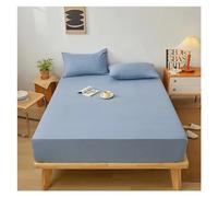 Drap Housse 160 X 200 Couvre-Matelas en Coton lavé avec Bande élastique, Drap-Housse de Couleur Unie, protège-Matelas Doux et Confortable, for lit Queen King Size(13,150x200x28cm)