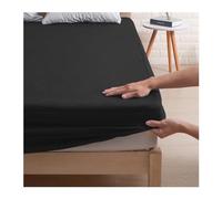 Drap Housse 160 X 200 Drap-Housse imperméable for Matelas, Couvre-lit coloré, Respirant, Poche Profonde, 30CM, 1 pièce(Black,160x200x30CM)
