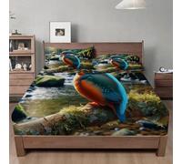 Drap Housse 160 x 200 Martin PêCheur Drap-Housse Tronc Draps Housse Microfibre avec Grand Bonnet de 30 cm, et 2 Taies d'oreillers, Lot Drap Housse, pour Matelas éPais