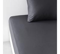 Drap Housse 160X200 2 Personnes Grand Bonnet 30 Coton Uni Essential Fusain