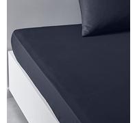 Drap Housse 160X200 2 Personnes Grand Bonnet 30 Coton Uni Essential Navy