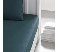 Drap Housse 160X200 2 Personnes Grand Bonnet 30 Coton Uni Essential Paon