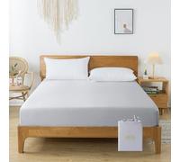Drap Housse 160x200, 35CM Grand Bonnet, Housse Matelas en Bambou-Soie Végétale, 2 Personne, Bedding Gris, Lingerie Soyeux et Refroidissant, Fitted Sheet Mieux Que Tissue du Coton