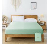 Drap Housse 160x200, 35CM Grand Bonnet, Housse Matelas en Bambou Soie Végétale, 2 Personne, Bedding Vert, Lingerie Soyeux et Refroidissant, Fitted Sheet Mieux Que Tissue du Coton