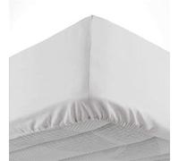 douceur d'intérieur, Drap Housse (160 x 200 cm) Lina Blanc, 100% Coton