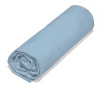 Drap housse 160x200 cm en 100% polyester microfibre LAGO bleu ciel bonnet 25 cm