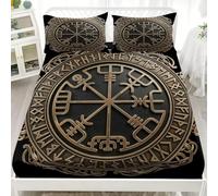 Drap Housse 160x200 cm Noir Et Or Housse de Matelas Filles, Garçons | Drap Housses en Microfibre Motifs De Totems RéTro Nordiques Protection de Matelas Bonnet 30 cm, Doux Résistant aux Rides