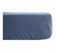Drap housse 160x200 cm pur coton lavé PALACE bleu indigo
