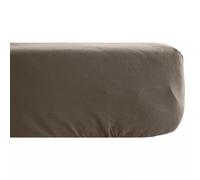 Drap housse 160x200 cm pur coton lavé PALACE marron tabac
