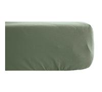 Drap housse 160x200 cm pur coton lavé PALACE vert mousse