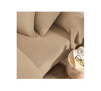 Drap housse 160x200 gaze de coton beige NOA - NOA