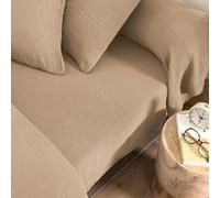 Drap Housse 160x200 Gaze de Coton Beige Terre de Nuit NOA