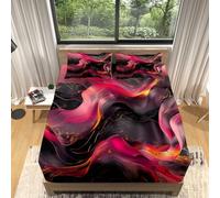 Drap Housse 160x200cm Grand Bonnet 30cm Marbre Aquarelle Rouge Drap Housse Bande Élastique Réglable pour 2 Personnes Lit, Rouge Housse de Matelas Respirant Antidérapants Résistant Aux Rides
