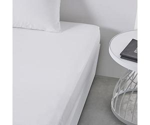 Drap Housse 180X200 2 Personnes Grand Bonnet 30 Coton Uni Essential Craie