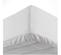Douceur d'Intérieur Drap housse Lina 180 x 200 cm bonnet 30 cm 100% coton Blanc