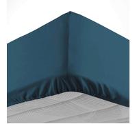 douceur d'intérieur, Drap Housse (180 x 200 cm) Lina Bleu, 100% Coton