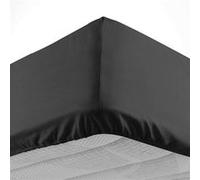 douceur d'intérieur, Drap Housse (180 x 200 cm) Lina Noir, 100% Coton
