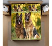 Drap Housse 180x200 cm Chien 3D Drap-Housse 180x200 cm Berger Allemand - pour lit de 180 x 200 - Hauteur du Matelas à 30 cm, Housse de Matelas 2 Personnes avec 2 Taie d'oreiller R819