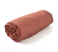 Drap housse 180x200 cm en percale lavée 100% coton PERKAL orange Argile bonnet 30 cm