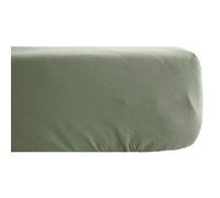 Drap housse 180x200 cm pur coton lavé PALACE vert mousse