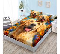 Drap Housse 180x200 Graffiti Orange Animal Protege Matelas 180x200 Microfibre Housse de Matelas Lavable Drap House 180 x200 Respirant Parure de Lit Bonnet 30cm Bed Sheets+2 Taies d'oreiller 50x75